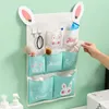 Storage Boxes Cotton Linen Cartoon Hanging Bag Waterproof Wall Mounted Sundries Organizer 3/7 Pockets Large Capacity