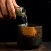 Tassen japanischer Sushi-Gerichte kommerzieller Tee Tasse Becher Keramikgeschirrs Gerade Glas Retro Stapelbares Haushalt kleiner Teetassen