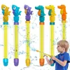 Gun Toys Sand Play Water Fun Children pull out water cannon toys cute cartoon dinosaurs straight tube water cannon outdoor beach water battle propsL2405