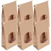 Garrafas de armazenamento 50 PCs Kraft Paper Sacos de pão de padaria Fio de ferro Tratar a janela transparente Bobagem