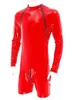 Women's Swimwear Men's Latex PVC Leather Slim Fit Jumpsuits Long Sleeve Zipper Leotard Bodysuit Catsuit Clubwear Club Dance Performance