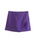 Shorts femminile Donne modella gonne asimmetriche con tasche a vita alta con cerniera con cerniera vintage Solido