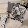 Kudde Dunxdeco Luxury White Black Art Soffa Dekorativt fall Modernt träd Chenille Jacquard varm stol Bäddar Coussin