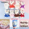 Party Favor 10x 12cm Bear Flower Bouquet Toy Cartoon Doll Doldy Graduation Birthday Wedding Gift DIY DÉCOR