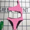 Één stuk bikini designer brief bedrukte zwempak bikini zomer strand badpakken stijlvol een schouderzwempak voor feest strand surfen badkleding