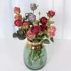 Fleurs décoratives Red Rose Rose faux fleur mariage Bouquet Bouquet Bouquet accessoires Home Garden Decoration Imitation Silk