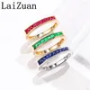 Cluster anneaux Laizuan Solid 18k Jaune Gold Ring Véritable Ruby / Sapphire / Emerald Ladies Gemstone Jewelry Party Party Empilable