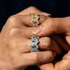 Hip Hop 14mm Diamond Cuban Link Rings for Women Men 18k Gold Double Rigo CZ Zircon Moissanite Hipster Men Ring