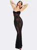 Повседневные платья Gacvga Black Leopard See While Backless Slim Party Club Long Dress Женщины 2024 Summer Fashion Sexycon Maxi vestidos