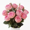 Fleurs décoratives Rose avec Bud Home Decoration 70 cm Revêtement de latex Real Touch Petals Artificial Flower Wedding Bel Affichage Party Event -