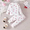 Kleidungssets Baby-Sets für Kinder Neugeborene Mädchen 1-18 Monate Pyjamas Langarm Pyjamas Kirschdruck Outfit Kleinkindkleidung Kleidung für babyl2405