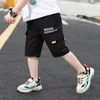 3-14 Years Big Size Summer Boys Short Pants 3 Color Leisure Sports Letter Decoration Calf-Length Trousers For Kids 240508