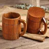 Koppar tefat trärud muggar handgjorda naturliga retro brunt trä kopp med handtag te kaffemjölkvatten för kök bar leveranser