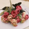 Fleurs décoratives 2pc mini rose Silk Thé artificiel Rose Fleur Small Bud Bouquet Vase Mariage Home Party Decoration Christmas Scrapbooking