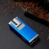 Metal Dual Flame Cigar Lighter With Hidden Cigar Punch -Refillable Without Gas Lighter With Custom