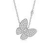 Designer Necklace Vanca Luxury Gold Chain Silver Shell Silver Full Diamond Butterfly Wings Necklace Small Versatile Collar Chain of Silver Pendant Jewelry