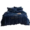 寝具セット韓国ミルククリスタルベルベット4ピースセット冬の厚い温かいキルトカバー両面サンゴフランネルベッド3ピース