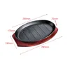 Pans Griddle Steak Fry Plate Veggies Meats Grill Plates With Bamboo Tray Nonstick Gratin Dish Fajita Pan For Kitchen Home Restaurant
