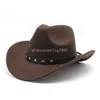 Hat Fedora en laine pour femmes hommes courbés rainure western cowboy chapeau de jazz casquette de mariage de mariage