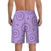 Shorts masculinos Lavanda Mandala Placa de verão Purple e estampa branca Teal