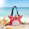 Cartoon Crab Mesh Beach Bag Collecting Sand Toys Tote Toy Storage for Boy Girl Kid Hunting Shells 240430