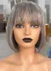 Gray bob straight human hair wigs for black women HD Salt and pepper lace closure front wig 5x5 custom 14day raw virgin natural highlights silver grey wigs human hair