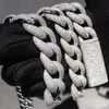 2022 Populär krossad isad 20 mm VVS Moissanite Diamond Sier Miami Cuban Link Chain