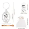 Party Favor 6st Creative Elliptical Rotating Keychains Wedding Returch Gifts To Gäster Silver Keychain med Organza Bag och tackkort