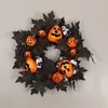 Fleurs décoratives Halloween Party Leaf Simulation Simulation Pumpkin Black Decoration Porte de vacances suspendues