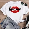 Frauen T-Shirt Sommer T-Shirts Frauen Lippen Aquarell SWT-Drucktops Frauen Grafik Top Short Slve Fashion Caclothing Female Casual T Y240509