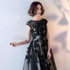 Summer New Korean Slim Fit Short Sleeved Black Elegant Banquet Evening Women S Dress