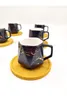 Tasses Saucers incroyables turcs grecs arabe café expresso tasse ensemble en marbre noir porcelaine 6 personne assiette en bambou