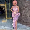 2021 فستان سهرة في Aso Ebi Mermaid غير منتظم مع HANTER CHER RECK RUCKLED عالية الشق بالإضافة إلى الحجم