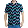 Мужской дизайн полоса zigzag pattern polo рубашка для мужчин модные 3D Printed Stripes Tees лацка