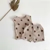 Set di abbigliamento milancel estate per bambini set di abbigliamento waffle orso set di abbigliamento e pantaloncini olio per bambini setl2405