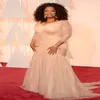 Oprah Winfrey Oscar Celebrity Red Carpet Dresses Champagne Mermaid Plus Size Long Sleeve Pleated Evening Mother Off Bruid Jurken 262F