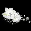 Crystal Pearl Flower Hair peigt Clip Hairpin For Women Bride Rhinestone Bridal Wedding Hair Accessories Bijoux Peigne