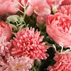 Flores decorativas de 33 cm de rosa rosa seda peony bouquet de flor artificial 7 plantas falsas adequadas para decoração de casamento em família Indoor