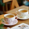 Kubki kubki i spodek francuski wytłoczony retro Cappuccino Wysokiej klasy Wykwintna domowa ceramiczna herbata popołudniowa 250 ml