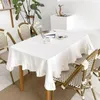 Table Cloth Vintage Ruffle Trim Tablecloth White Rectangular Cotton Linen Cover For Home Kitchen Wedding Party