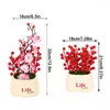 Fleurs décoratives Paysage artificiel Décorpot plante en pot avec des fruits et pour la décoration de la maison Garden de couleur rose rouge