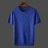 High End Fashion Jacquard okrągły szyjka T-shirt Mężczyźni Summer Casual Oversize luksusowy lodowy jedwabny jedwabny krótki rękaw Mens Wysokiej jakości najlepsze 240511