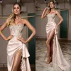 Arabski ASO EBI Corset Suknie wieczorowe 2022 Seksowne wysokie podzielone strefy koronkowe aplikacje z koralikami Specjal Specjalna okazja suknie na imprezę Skupe Mermaid Tr 284J