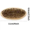 Boar Bristle Hair Beard Brush Hard Round Wood Handle Anti-static Boar Comb Hairdressing Tool For Men Beard Trim Customizable fy3848