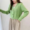 Women's Knits Woman Sweater Cardigan Knitting Solid Color Long Sleeve Button Tall Waist Woman's Clothing Drop LXJ22238