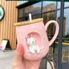 Mugs 3D Relief Ceramic Mug With Lid Spoon Personality Coffee Animal Firewood Dog Cup Teacup