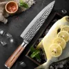 Damas Chef Couteau 8 pouces Couteau de cuisine Ultra Sharp Cuisinage Couteau de cuisson Damas Couteau en acier japonais Hand Forgé Forgée Couteau antiadhésif