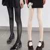 Kadınlar SOCKS Tatlı JK Lolita Siyah Beyaz Çoraplar Bahar Sonbahar İçi Dış Çizgili Tayt Kızlar Moda Külotlu Çekme Kadın Uzun
