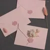 Gift Wrap Romantic Pink Envelope Set Fire Paint Prints Wax Seals Fresh Decoration Paper Vykorts välsignelse Tack