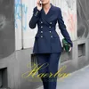 Andra kläder Navy Women Suits Double Breasted Jacket 2 st.